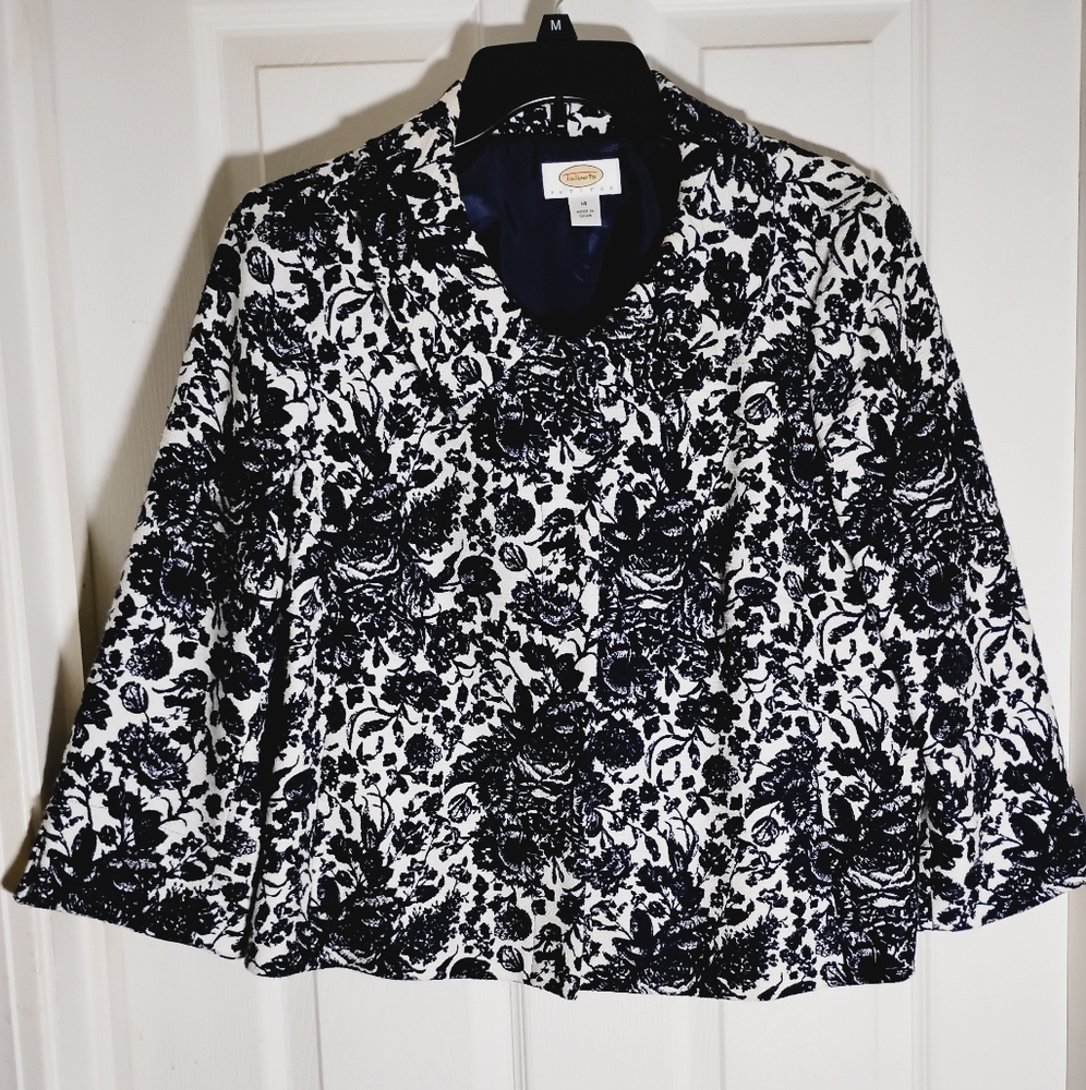Cotton Floral Jacket Talbots Navy Lined
